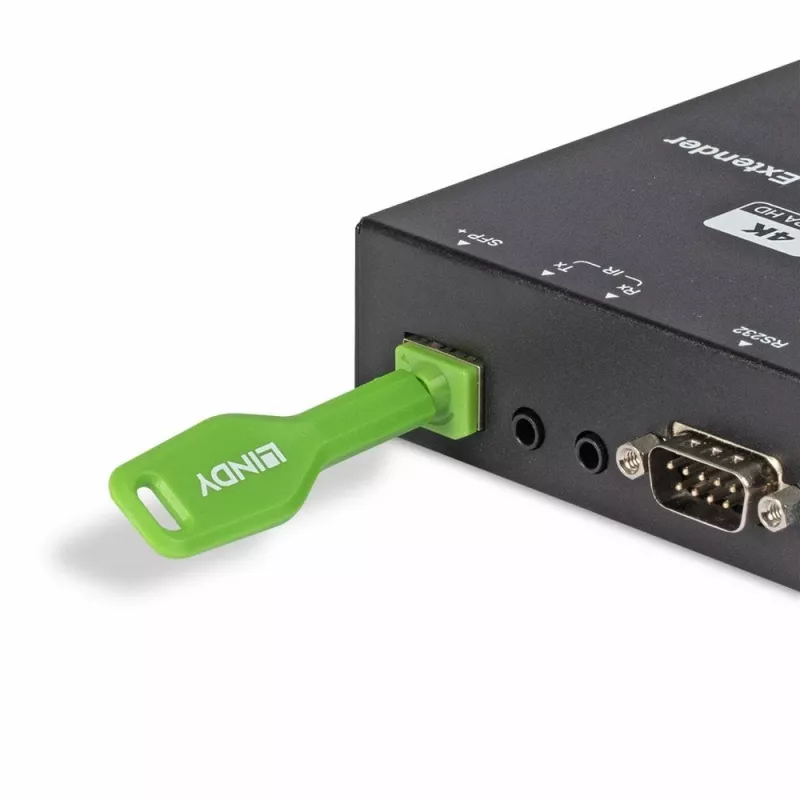 Portu bloķētāju komplekts Lindy SFP Port Locks zaļš 10 gab. + 1 atslēga, saderīgs ar SFP, 20×74.5×5.9 mm
