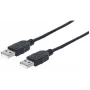 Manhattan USB-A–USB-A kabelis, 1 m, vīrietis–vīrietis, 480 Mb/s (USB 2.0), ātrdarbīgs USB, melns, mūža garantija, ekvivalents USB2AA1M.