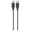 Manhattan USB-A–USB-A kabelis, 1 m, vīrietis–vīrietis, 480 Mb/s (USB 2.0), ātrdarbīgs USB, melns, mūža garantija, ekvivalents USB2AA1M.