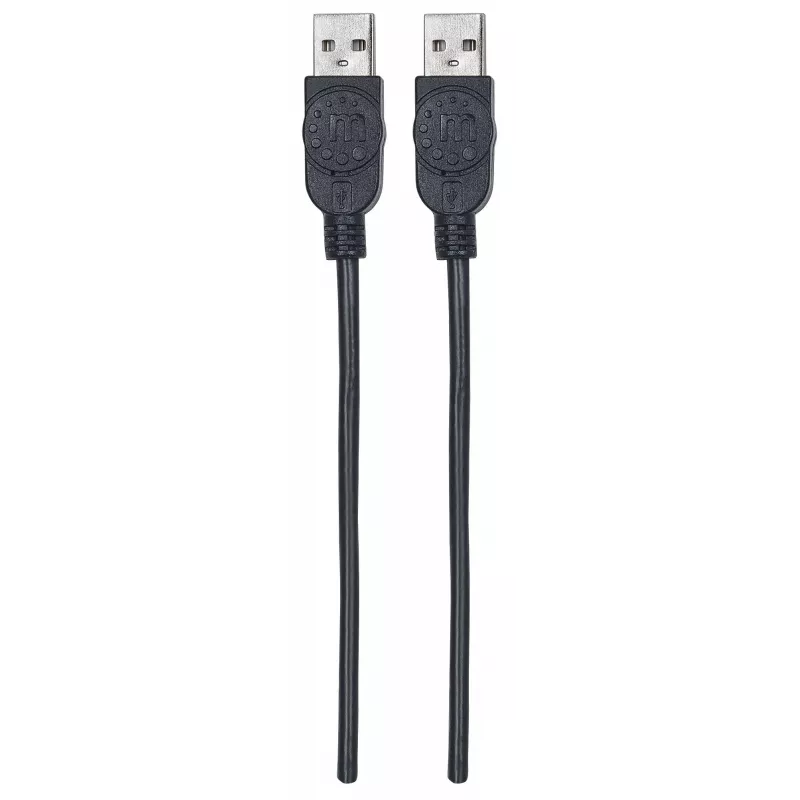 Manhattan USB-A–USB-A kabelis, 1 m, vīrietis–vīrietis, 480 Mb/s (USB 2.0), ātrdarbīgs USB, melns, mūža garantija, ekvivalents USB2AA1M.