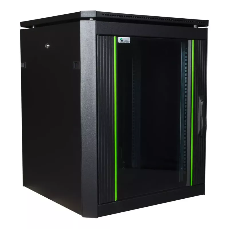 Brīvi stāvošs statīvs Lanview RDL12U66BL — 12U, 600 kg, atslēgas slēdzene, regulējamas kājas, kabeļu pārvaldība, IP40, melns
