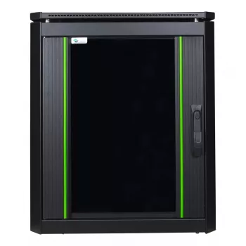 Brīvi stāvošs statīvs Lanview RDL12U66BL — 12U, 600 kg, atslēgas slēdzene, regulējamas kājas, kabeļu pārvaldība, IP40, melns