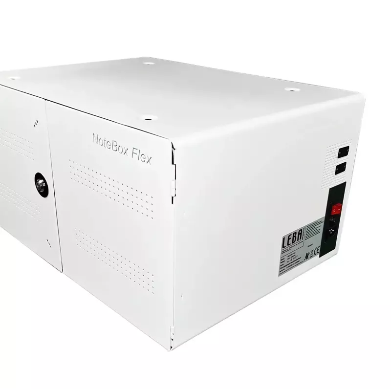 Portatīvo ierīču pārvaldības skapis LEBA NoteBox 16 ar atslēgas slēdzeni, USB-C pieslēgvietām, 12 W katrai ierīcei, USB 2.0, montāža pie sienas vai uz galda, balts