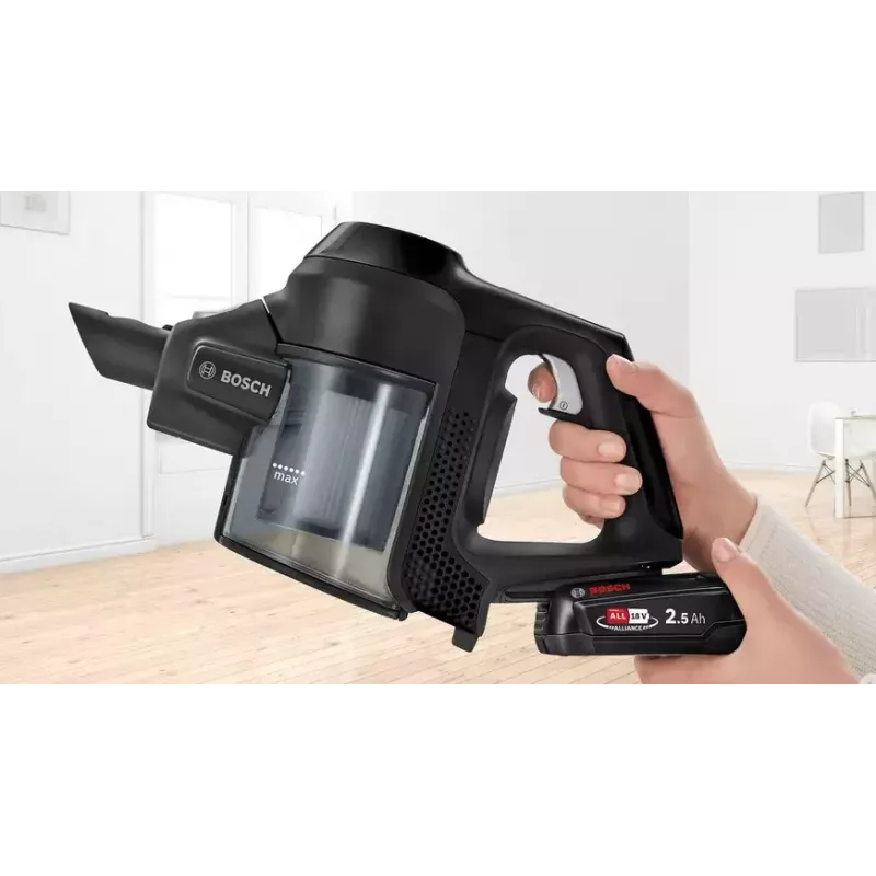 Bosch Serie 6 BBS611BSC stick vacuum/electric broom 2-in-1 stick vacuum baterija Dry Bagless Melns 2.5 Ah
