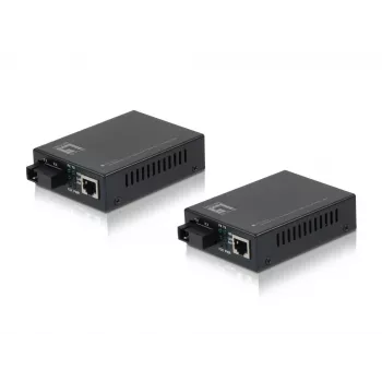 LevelOne RJ45 uz SC BIDI Fast Ethernet multivides pārveidotāju komplekts, vienmodas optiskā šķiedra, 20 km