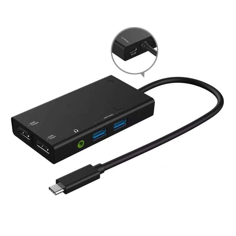 Video uztveršanas USB centrmezgls j5create JVA01-N 1920x1080 30Hz Melns