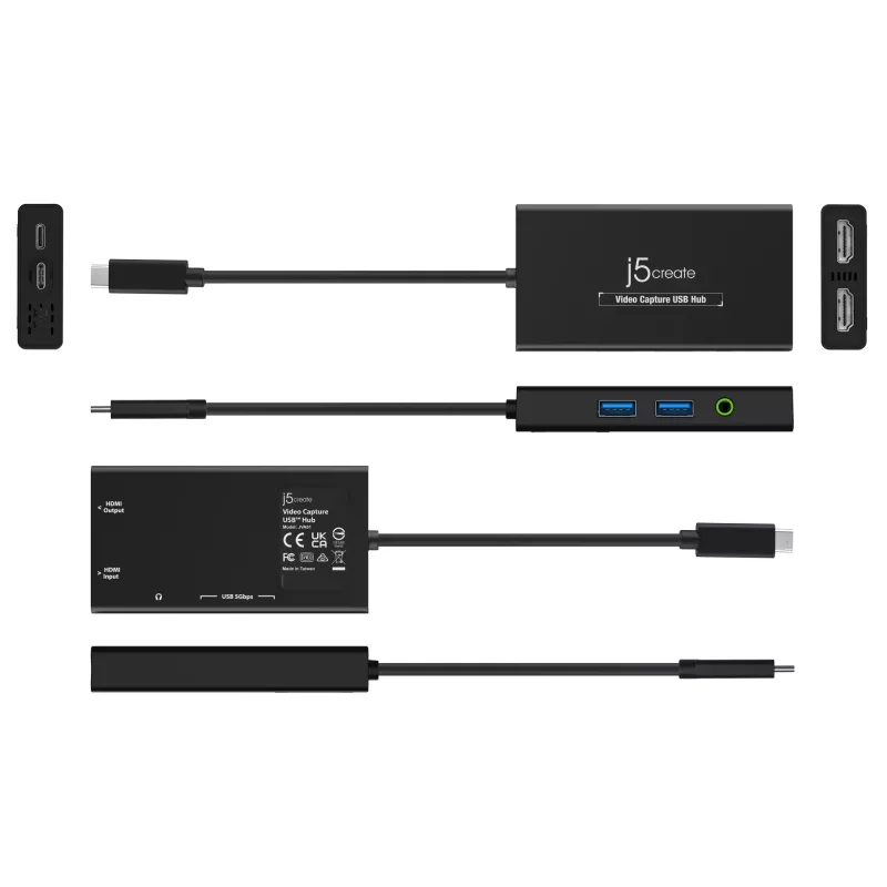 Video uztveršanas USB centrmezgls j5create JVA01-N 1920x1080 30Hz Melns