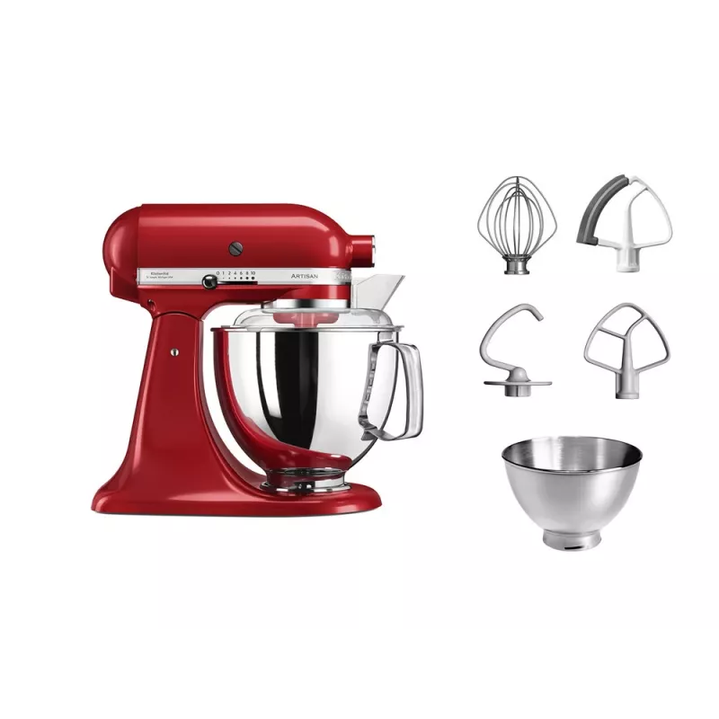 Virtuves kombains KitchenAid Artisan 5KSM175PS — 300 W, 4,8 L nerūsējošā tērauda bļoda, sarkans