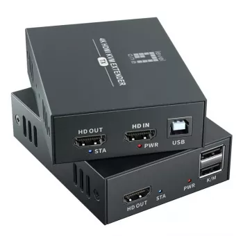 AV pagarinātājs (raidītājs un uztvērējs) LEVELONE HVE-8111, 3840x2160, Cat6, USB-A/USB-B, līdzstrāva 12V (2 gab.)