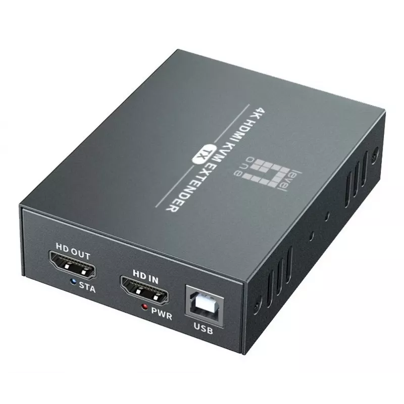 AV pagarinātājs (raidītājs un uztvērējs) LEVELONE HVE-8111, 3840x2160, Cat6, USB-A/USB-B, līdzstrāva 12V (2 gab.)