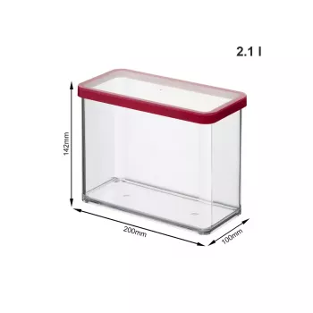 Pārtikas trauks rotho LOFT 2,1 L taisnstūrveida caurspīdīgs 100×200×142 mm, tehnopolimērs
