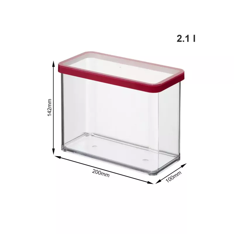 Pārtikas trauks rotho LOFT 2,1 L taisnstūrveida caurspīdīgs 100×200×142 mm, tehnopolimērs