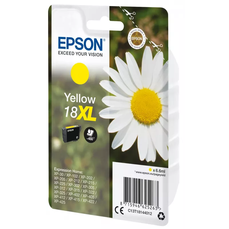 Cartridge Epson 18XL dzeltena 450 lapas Blæk C13T18144012