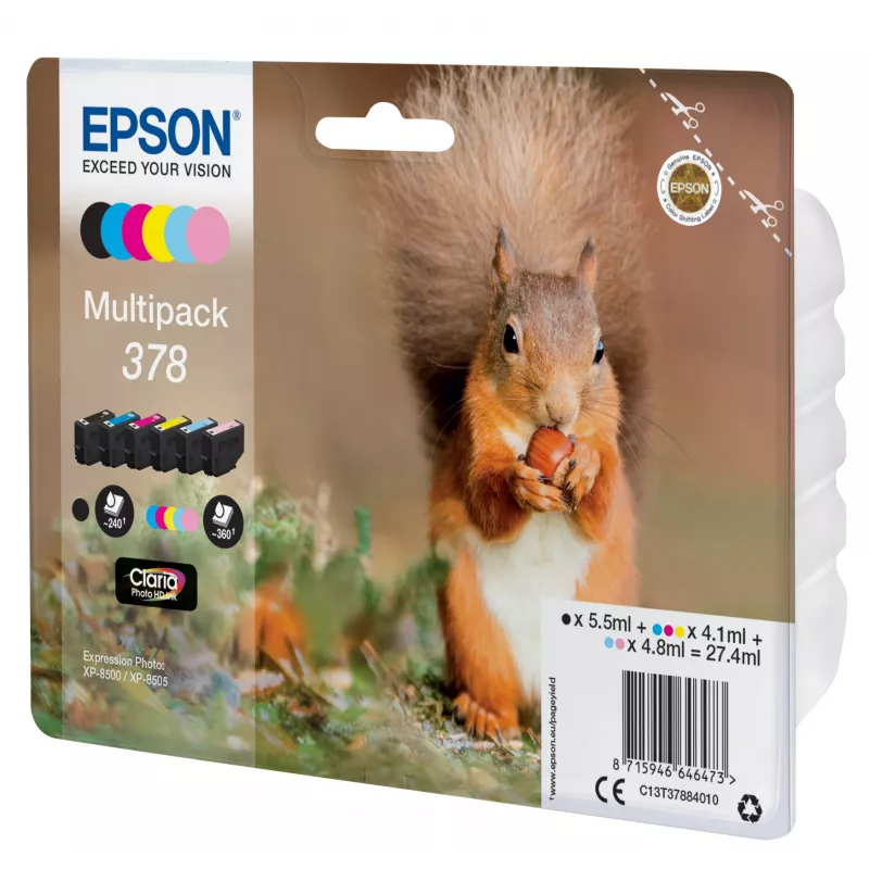 Tintes kasetne Epson C13T37884010 Melna Ciāna Gaiši ciāna fuksīna Gaiši fuksīna Dzeltena