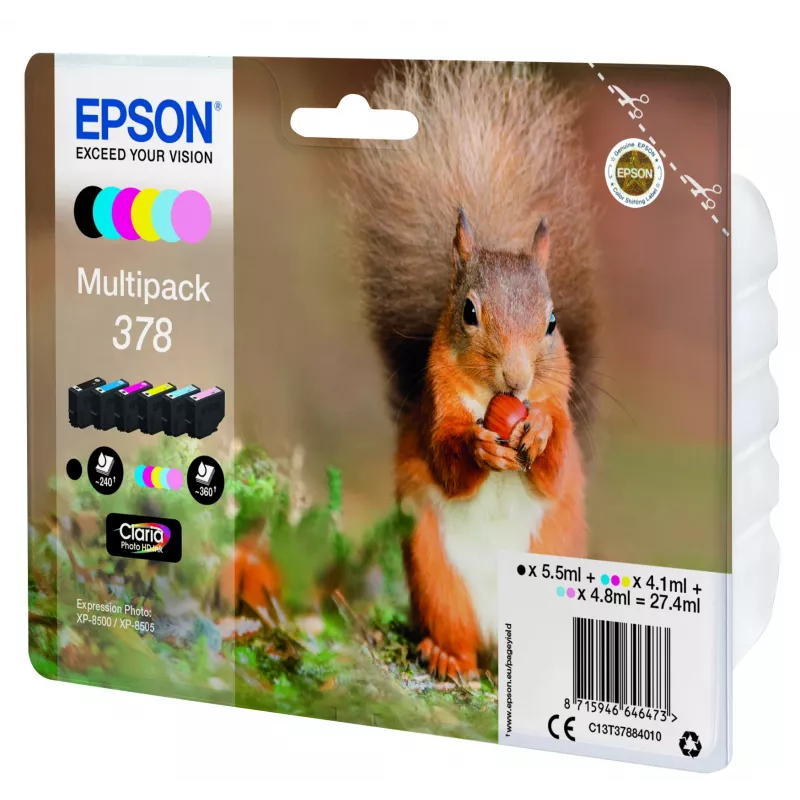 Tintes kasetne Epson C13T37884010 Melna Ciāna Gaiši ciāna fuksīna Gaiši fuksīna Dzeltena