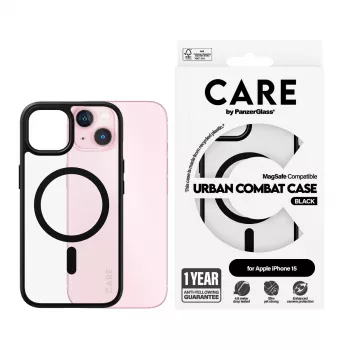 vāciņš PanzerGlass CARE by Flagship vāciņš Transparent Urban Combat Melns MagSafe iPhone 15