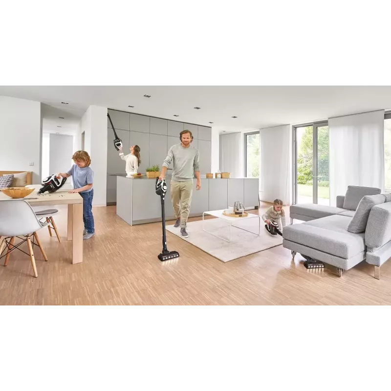 Bosch Serie 8 BBS8214 putekļu sūcējs ar kātu/elektriskā slota 2-in-1 putekļu sūcējs ar kātu Baterija Sausā tīrīšana Bez putekļu maisiņa Balts 4 Ah