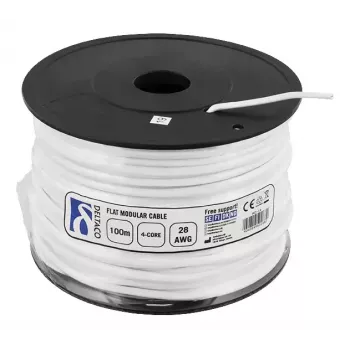 Telefona kabelis Deltaco MD-14 RJ11 100m balts