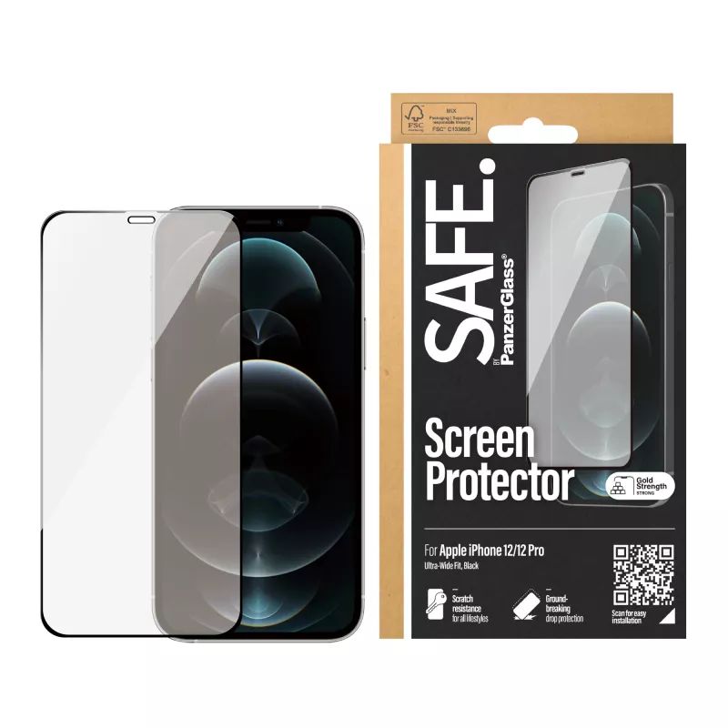 PanzerGlass SAFE. by ® ekrāna aizsargs iPhone 12 | 12 Pro | No malas līdz malai
