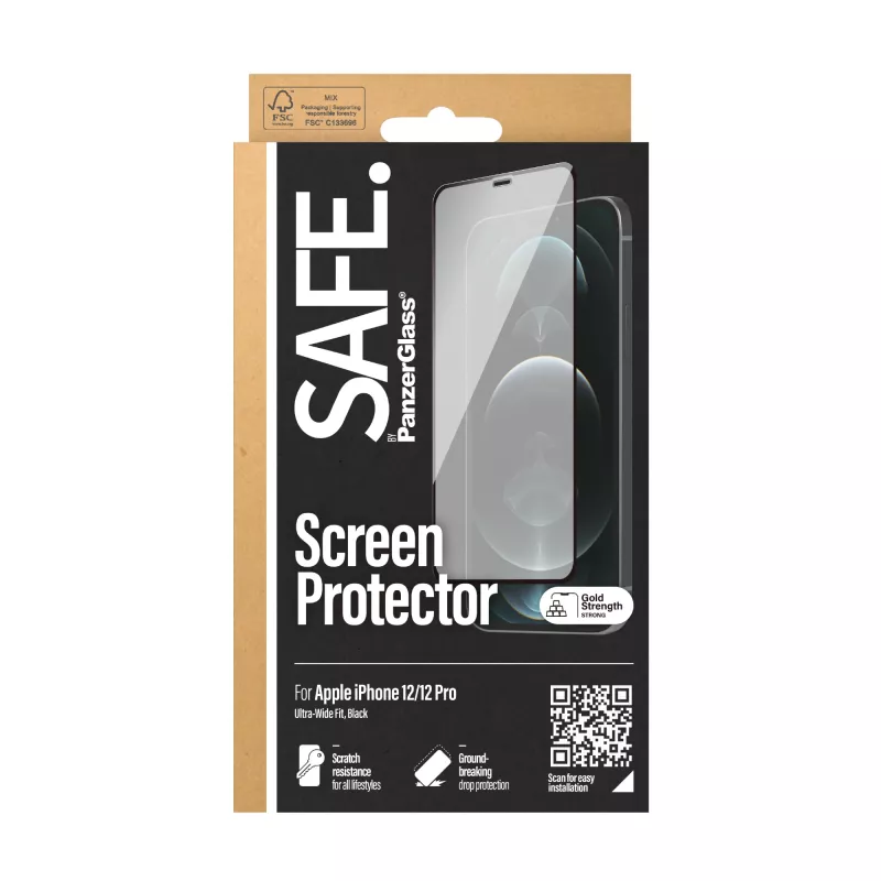PanzerGlass SAFE. by ® ekrāna aizsargs iPhone 12 | 12 Pro | No malas līdz malai