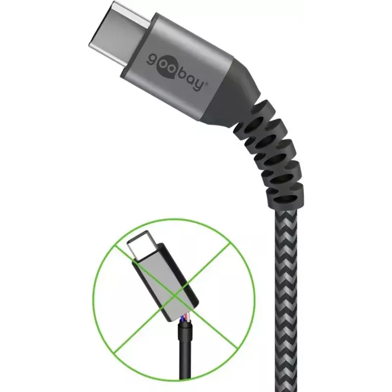 USB kabelis Wentronic 49295 USB 2.0 0.5 m USB C USB A melns pelēks