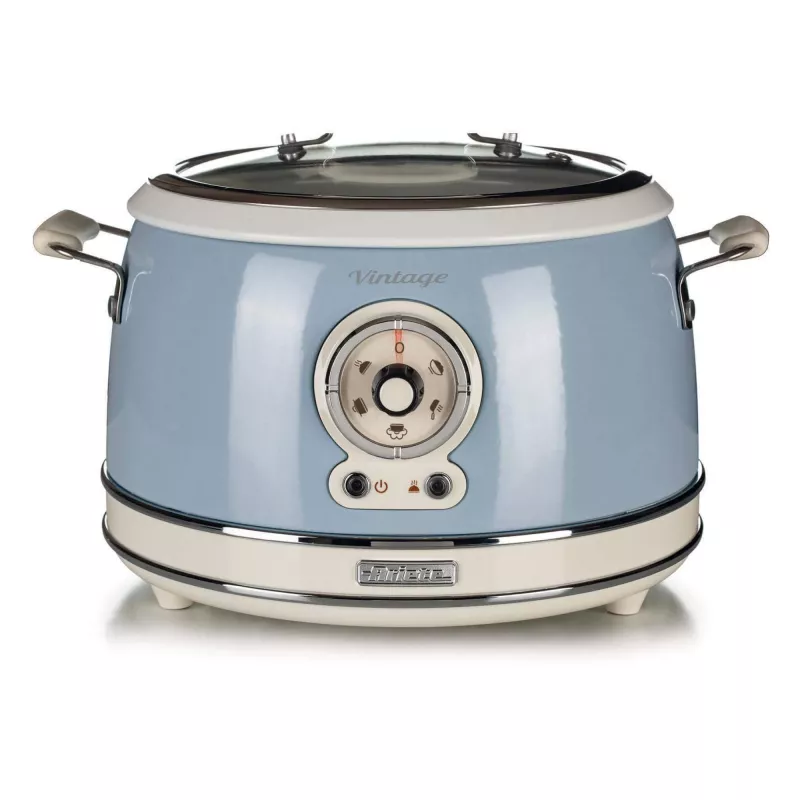 Ariete 2904 Rīsu plīts - Elektriskā rīsu plīts ar keramikas bļodu - Pašgatavots suši - Multivārs - Vintage līnija - 3,5 L - 650 W - Zila