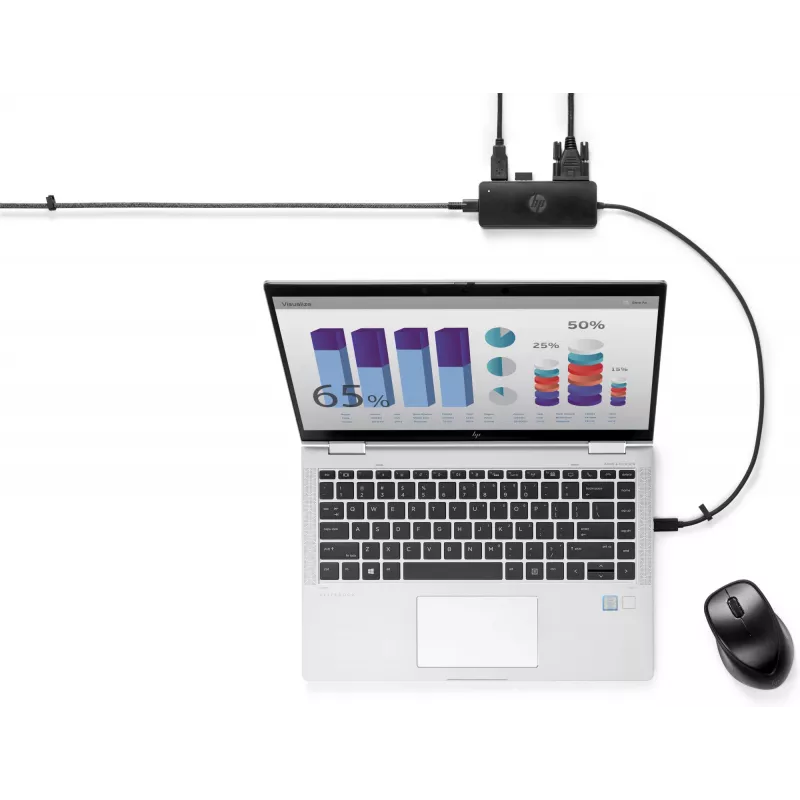 HP USB-C Travel Hub G2, vadu, USB 3.2 Gen 1 (3.1 Gen 1) Type-C, melns, Ķīna, Windows 10, 107 mm