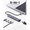 Ugreen 10919 klēpjdatora dokstacija/porta replikators, vadu, USB 3.2 Gen 1 (3.1 Gen 1) Type-C, pelēks
