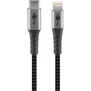 Goobay Lightning kabelis 0.5m USB C uz Lightning 3A 20V melns pelēks