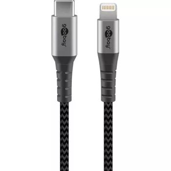 Goobay Lightning kabelis 2m Melns Pelēks 60W 3A USB C