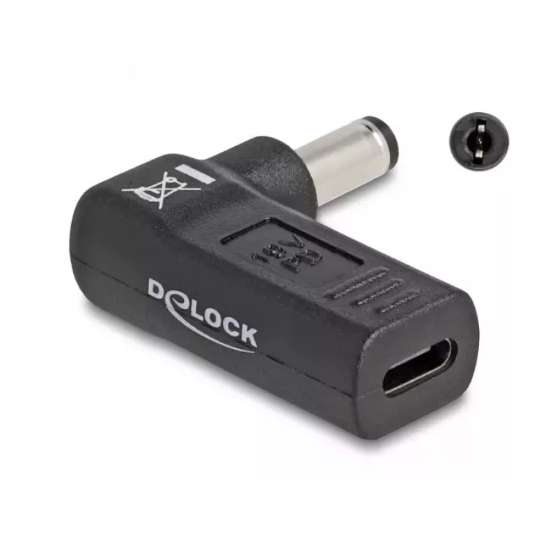 DeLOCK Adapter USB Type-C female to 5.5 x 2.1 mm male 90° leņķveida
