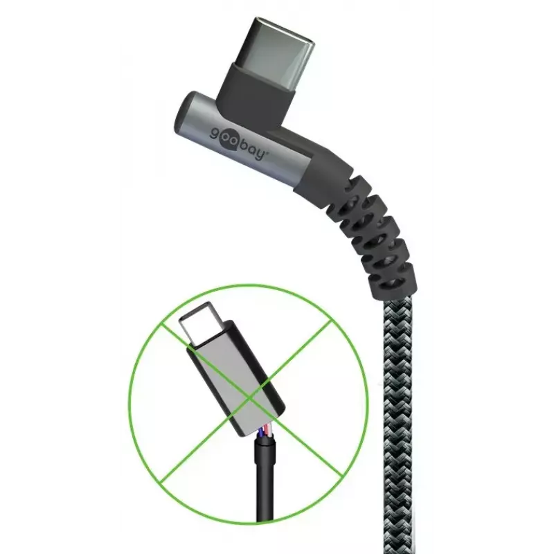 Goobay USB kabelis USB 2.0 2m USB C melns pelēks