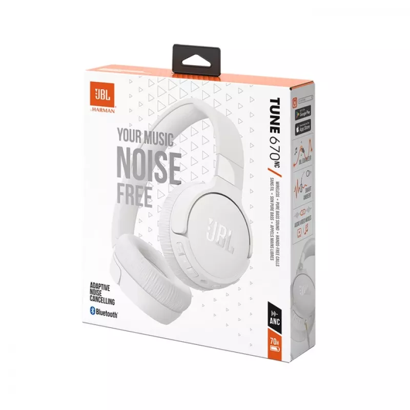 JBL Tune 670 NC austiņas vadu un bezvadu galvas saite zvaniem/mūzikai USB Type-C Bluetooth balts