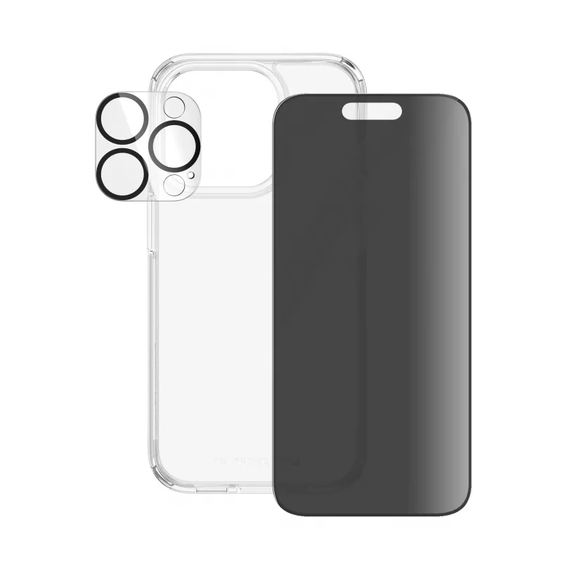 PanzerGlass Privacy 3-in-1 Pack iPhone 15 Pro triecienizturīgs rūdītais stikls