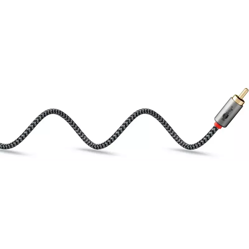 Audio kabelis WENTRONIC Goobay 65290 — 3.5mm spraudnis uz 2×RCA spraudni, 5 m, varš, zeltīti kontakti, magnētiski ekranēts