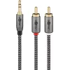 Audio kabelis WENTRONIC Goobay 65290 — 3.5mm spraudnis uz 2×RCA spraudni, 5 m, varš, zeltīti kontakti, magnētiski ekranēts