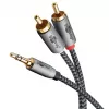 Audio kabelis WENTRONIC Goobay 65290 — 3.5mm spraudnis uz 2×RCA spraudni, 5 m, varš, zeltīti kontakti, magnētiski ekranēts