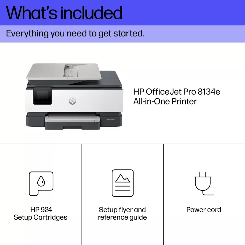 HP OfficeJet Pro 8134e Bezvadu daudzfunkciju krāsu printeris, Instant Ink; abpusēja drukāšana