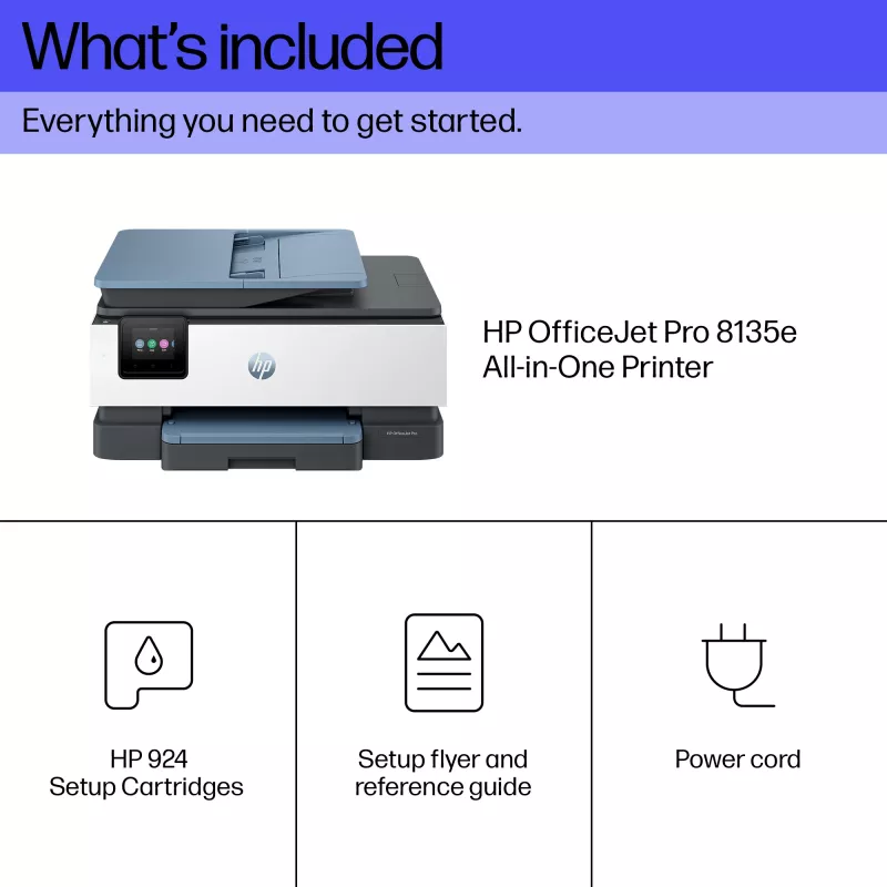 HP OfficeJet Pro 8135e Bezvadu Daudzfunkciju Krāsu Printeris, Instant Ink; Divpusējā drukāšana