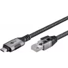 Goobay dzimuma maiņas adapteris USB C uz RJ-45 10m Melns Sudrabains