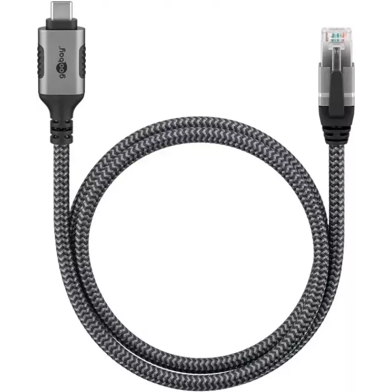Goobay dzimuma maiņas adapteris USB C uz RJ-45 10m Melns Sudrabains