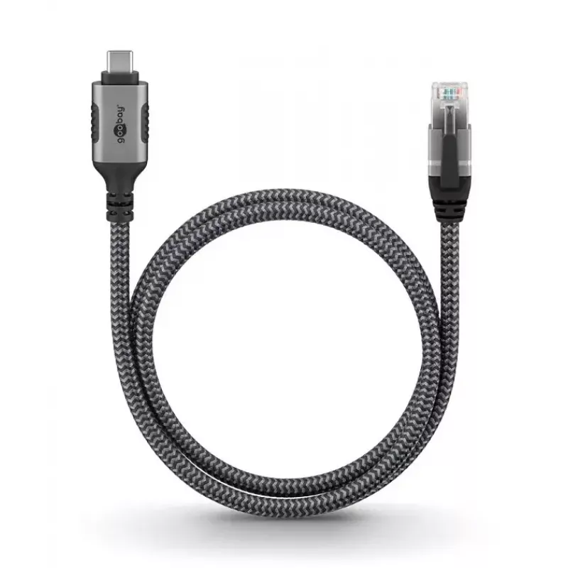 Goobay dzimuma maiņas adapteris USB C uz RJ-45 10m Melns Sudrabains