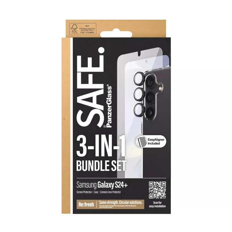 PanzerGlass SAFE. by ® 3-in-1 Pack Samsung Galaxy S24+ Scratch Shock Resistant