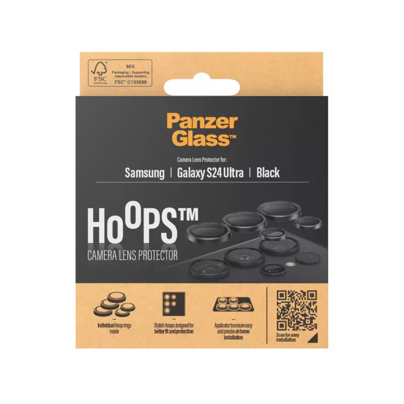 PanzerGlass ® Hoops® Kameras objektīva aizsargs Melns Samsung Galaxy S24 Ultra