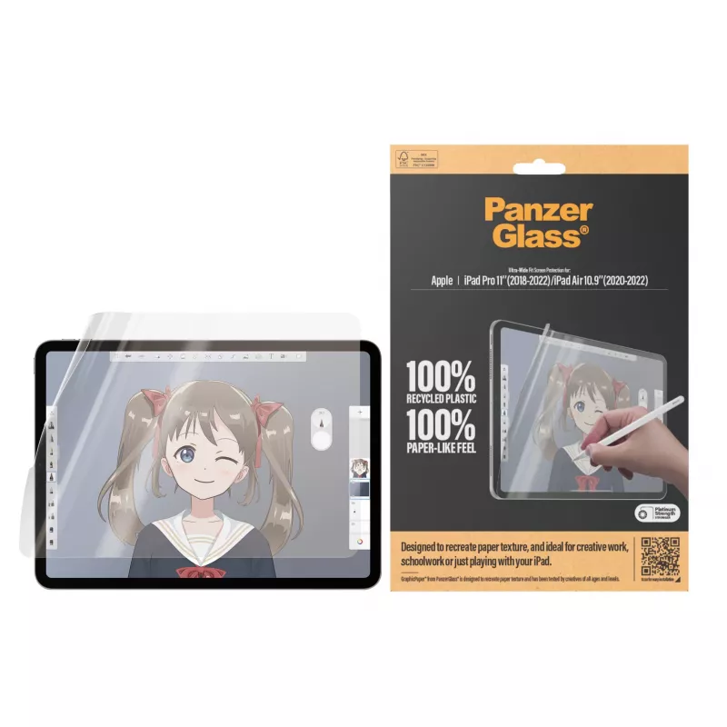 PanzerGlass ® GraphicPaper® ekrāna aizsargs iPad Pro 11'' (2018-2022) | iPad Air 10.9'' (2020-2022) | īpaši plašs pārklājums