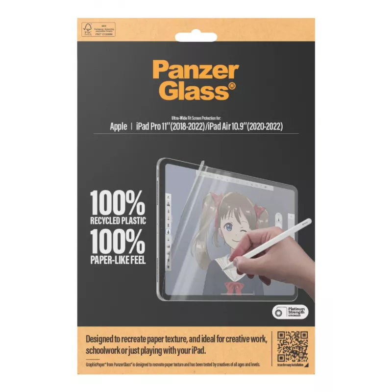 PanzerGlass ® GraphicPaper® ekrāna aizsargs iPad Pro 11'' (2018-2022) | iPad Air 10.9'' (2020-2022) | īpaši plašs pārklājums