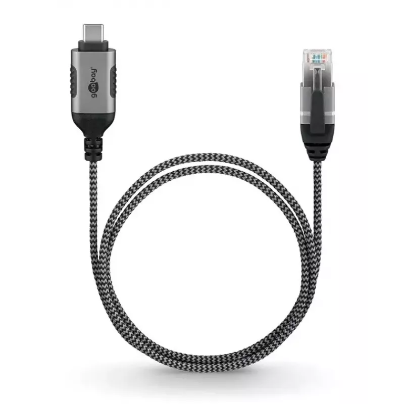 Kabeļu savienotāja adapteris Goobay 74407 USB 3.1 type A RJ45 10 m melns sudrabains