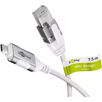 Goobay 74390 Kabeļa savienotājvads USB 3.1 Type A RJ45 Balts
