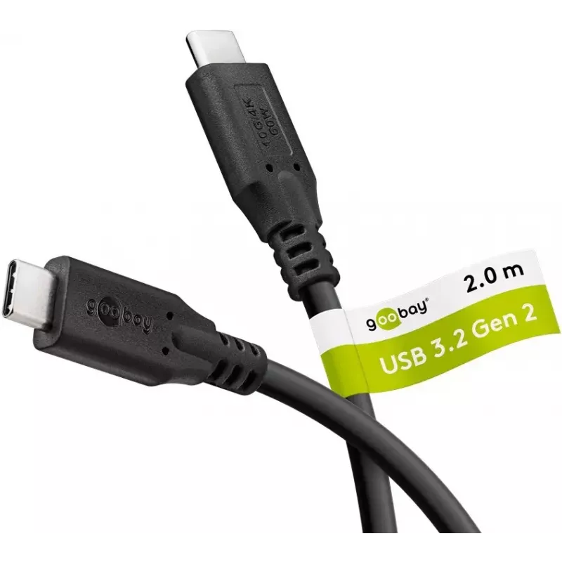 USB kabelis Goobay 74207 USB 3.2 Gen 1 2m USB C melns