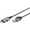Goobay 74402 savienotāju adapteris USB 3.1 Type A RJ45 1.5m Melns Sudraba